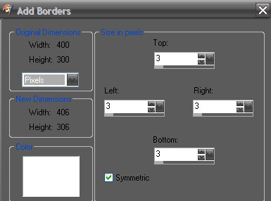 Image/Add borders - alla inställningar på 3 pixlar samt färgen på vit